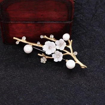 Ručně Vyráběné Kvetoucí Švestka Brože Kolíky Ženy Vintage Pearl Brož, Oblečení, Doplňky, Kytice Pro Svatební Party Šperky